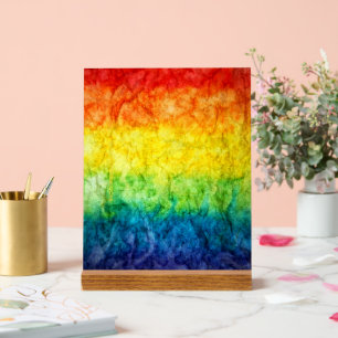 SlipperyJoe's tie-dyed flag rainbow pressed into s Acrylic Sign