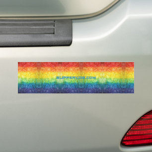 SlipperyJoe's tie-dyed flag rainbow pressed into s Bumper Sticker