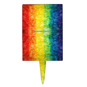 SlipperyJoe's tie-dyed flag rainbow pressed into s Cake Topper