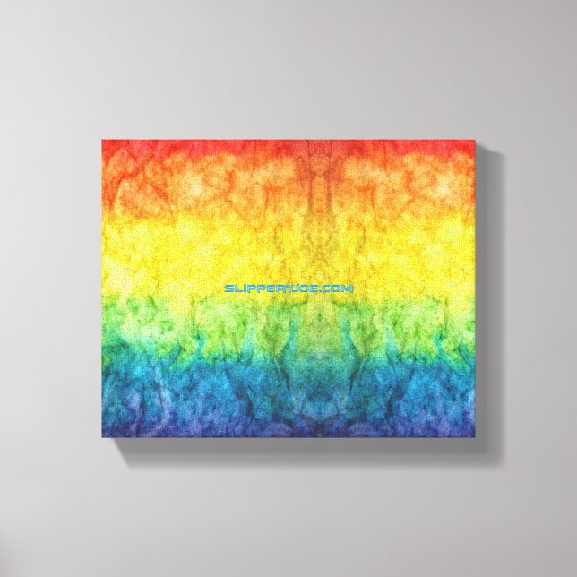 SlipperyJoe's tie-dyed flag rainbow pressed into s Canvas Print (Front)