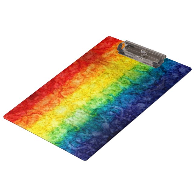 SlipperyJoe's tie-dyed flag rainbow pressed into s Clipboard (Angled)