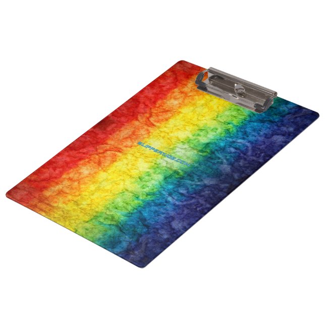 SlipperyJoe's tie-dyed flag rainbow pressed into s Clipboard (Angled)