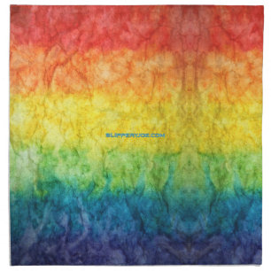 SlipperyJoe's tie-dyed flag rainbow pressed into s Cloth Napkin