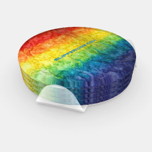 SlipperyJoe's tie-dyed flag rainbow pressed into s Coaster Set