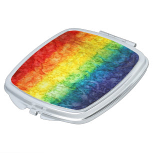 SlipperyJoe's tie-dyed flag rainbow pressed into s Compact Mirror