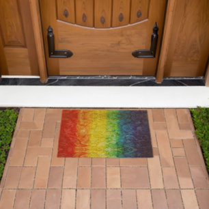 SlipperyJoe's tie-dyed flag rainbow pressed into s Fiber Doormat