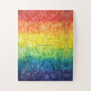 SlipperyJoe's tie-dyed flag rainbow pressed into s Jigsaw Puzzle