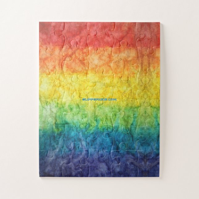 SlipperyJoe's tie-dyed flag rainbow pressed into s Jigsaw Puzzle (Vertical)