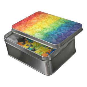 SlipperyJoe's tie-dyed flag rainbow pressed into s Jigsaw Puzzle