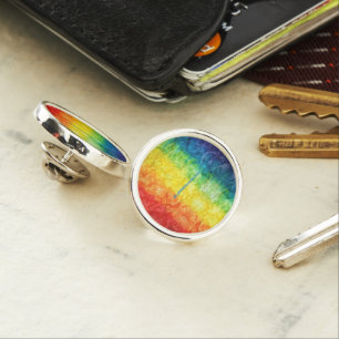 SlipperyJoe's tie-dyed flag rainbow pressed into s Lapel Pin