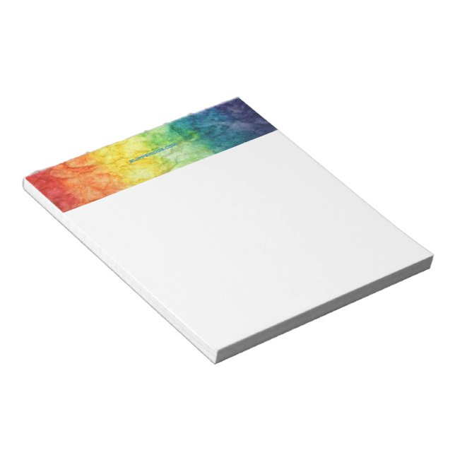 SlipperyJoe's tie-dyed flag rainbow pressed into s Notepad (Angled)