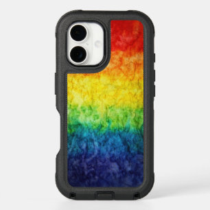 SlipperyJoe's tie-dyed flag rainbow pressed into s iPhone 16 Case