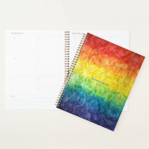 SlipperyJoe's tie-dyed flag rainbow pressed into s Planner