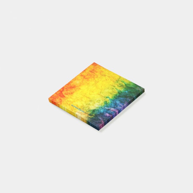 SlipperyJoe's tie-dyed flag rainbow pressed into s Post-it Notes (Angled)