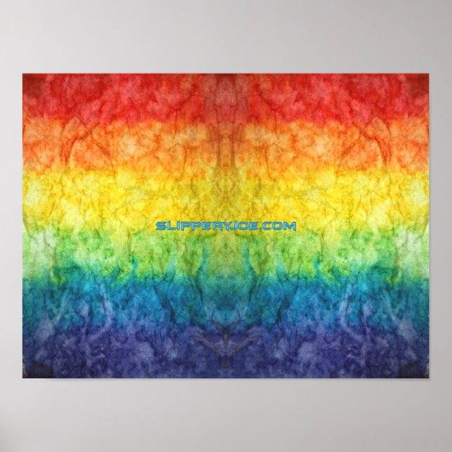 SlipperyJoe's tie-dyed flag rainbow pressed into s Poster (Front)