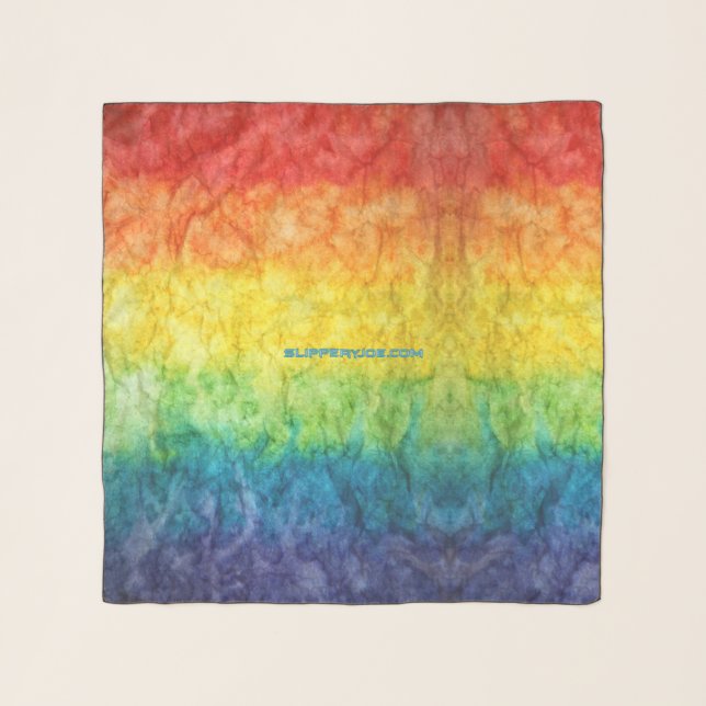 SlipperyJoe's tie-dyed flag rainbow pressed into s Scarf (Front)