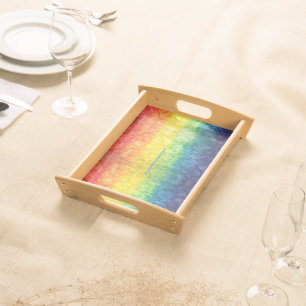 SlipperyJoe's tie-dyed flag rainbow pressed into s Serving Tray