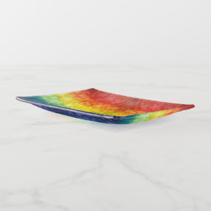 SlipperyJoe's tie-dyed flag rainbow pressed into s Trinket Tray