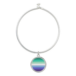 SlipperyJoe's trans-inclusive gay men's flag palet Bangle Bracelet