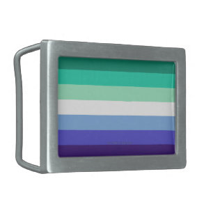 SlipperyJoe's trans-inclusive gay men's flag palet Belt Buckle