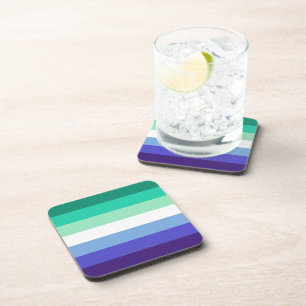 SlipperyJoe's trans-inclusive gay men's flag palet Beverage Coaster