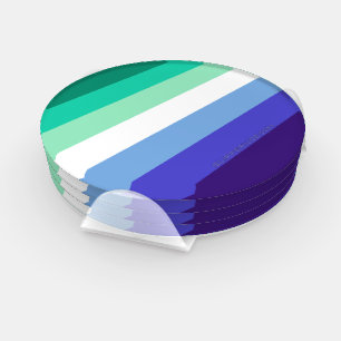 SlipperyJoe's trans-inclusive gay men's flag palet Coaster Set