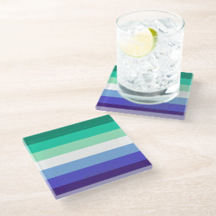 SlipperyJoe's trans-inclusive gay men's flag palet Glass Coaster