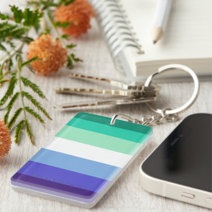 SlipperyJoe's trans-inclusive gay men's flag palet Keychain