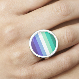 SlipperyJoe's trans-inclusive gay men's flag palet Ring