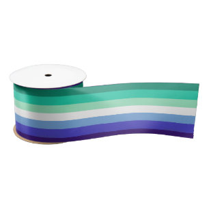 SlipperyJoe's trans-inclusive gay men's flag palet Satin Ribbon