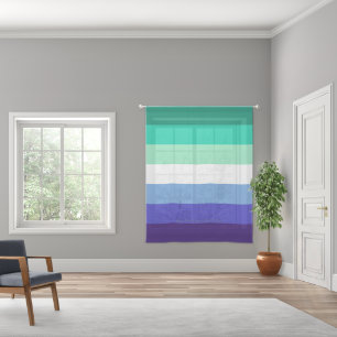SlipperyJoe's trans-inclusive gay men's flag palet Sheer Curtains
