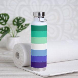 SlipperyJoe's trans-inclusive gay men's flag palet Water Bottle