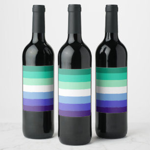 SlipperyJoe's trans-inclusive gay men's flag palet Wine Label