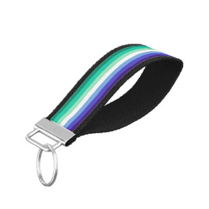 SlipperyJoe's trans-inclusive gay men's flag palet Wrist Keychain