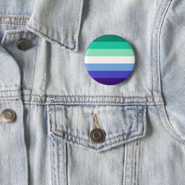 SlipperyJoe's Trans-Inclusive Gay Men's Pride Flag Button (In Situ)