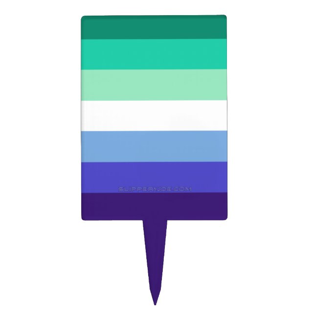 SlipperyJoe's Trans-Inclusive Gay Men's Pride Flag Cake Topper (Front)