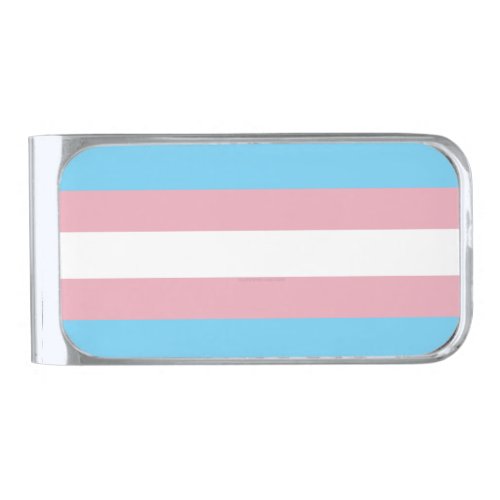 SlipperyJoes transgender pride flag diversity rig Silver Finish Money Clip