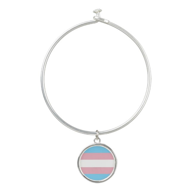SlipperyJoe's transgender pride flag visibility di Bangle Bracelet (Front)