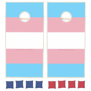 SlipperyJoe's transgender pride flag visibility di Cornhole Set
