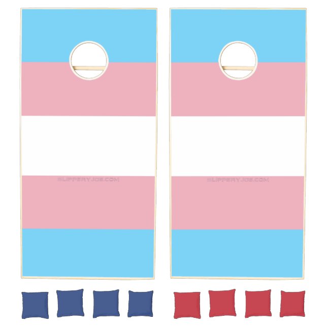SlipperyJoe's transgender pride flag visibility di Cornhole Set (Set)