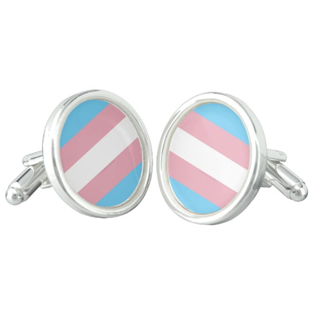 SlipperyJoe's transgender pride flag visibility di Cufflinks (Angled)