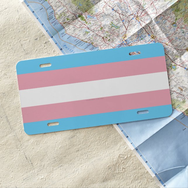 SlipperyJoe's transgender pride flag visibility di License Plate (In Situ)