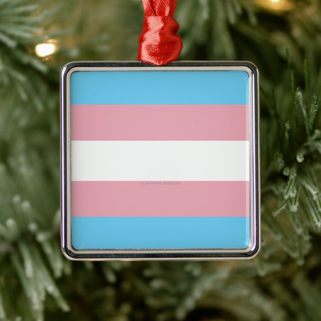 SlipperyJoe's transgender pride flag visibility di Metal Ornament (Tree)