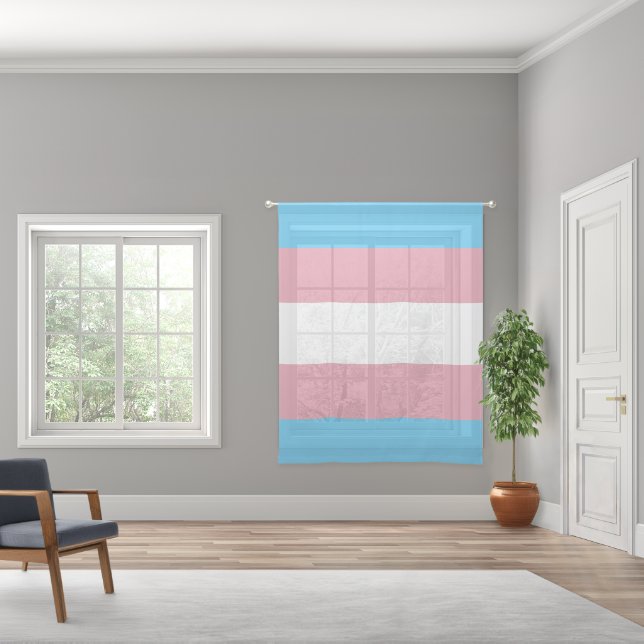 SlipperyJoe's transgender pride flag visibility di Sheer Curtains (Wide)