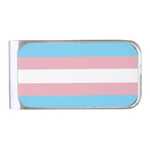 SlipperyJoe's transgender pride flag visibility di Silver Finish Money Clip