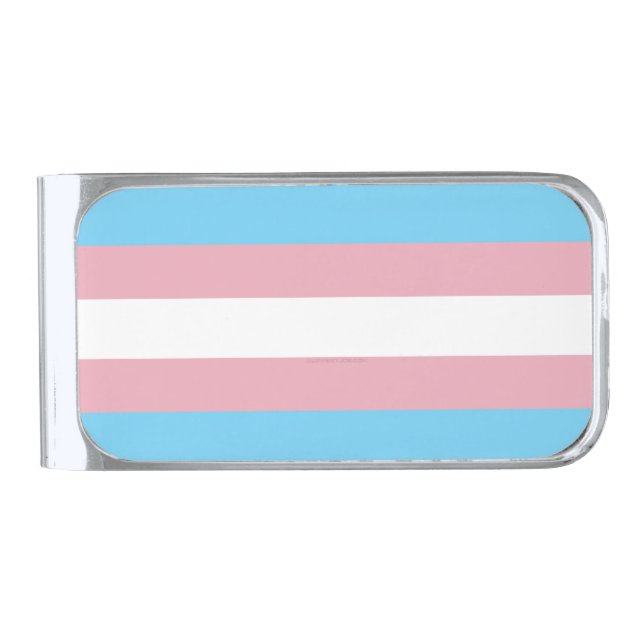 SlipperyJoe's transgender pride flag visibility di Silver Finish Money Clip (Front)