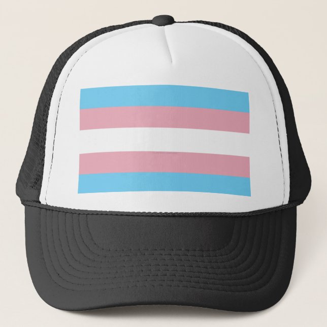 SlipperyJoe's transgender pride flag visibility di Trucker Hat (Front)
