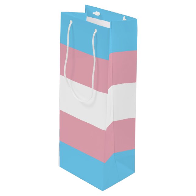 SlipperyJoe's transgender pride flag visibility di Wine Gift Bag (Front Angled)