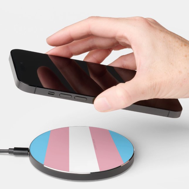 SlipperyJoe's transgender pride flag visibility di Wireless Charger (Hand)