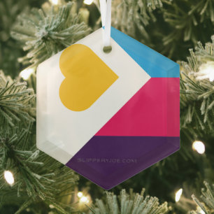 SlipperyJoe's Tricolor Polyamory Pride Flag LGBTQI Glass Ornament